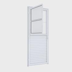 Porta de Giro Mista Natural com Postigo Grade Riobras Alumínio 215cm x 85cm Branco