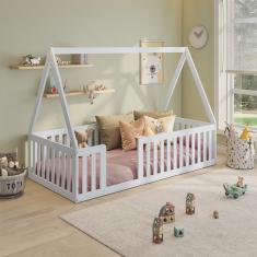 Cama Montessoriana Solteiro Com Grade e Telhado Giulia Casatema