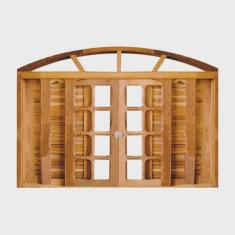 Janela de Madeira Veneziana Padrão Imbuia 120x200cm 6 Folhas em Arco Rodam Natural