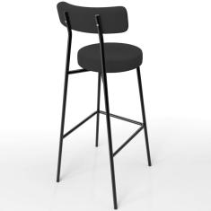 Banqueta Alta Bar Cozinha Sala De Jantar Estrutura Em Aço Milão L02 Suede Preto - Lyam Decor