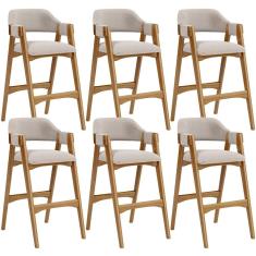 Kit 06 Banquetas Altas Suran L02 Bouclê Creme