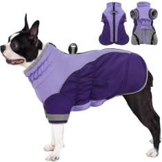 AOFITEE Casaco para cães - Jaqueta quente de inverno para cães pequenos com duas pernas - jaquetas refletivas para cães de inverno para Yorkshire, Schnauzer, roxo P