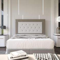 Cabeceira Casal 1,40m Havana Suede Bege Dal Poz Estofados