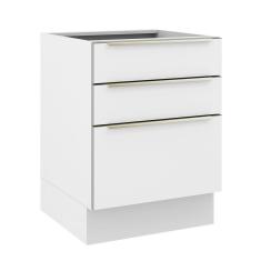 Balcão Madesa Lux 60 cm 3 Gavetas (Sem Tampo) - Branco/Branco Veludo