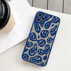 Capas de telefone de rosto sorridente engraçado para iphone 11 12 13 pro max 6s 7 8 plus se2020 x xs max xr capa traseira dura fosca, azul smiley 9, para iphone12 pro