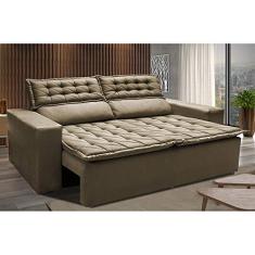Sofá 3 Lugares Retrátil e Reclinável Cama Inbox Slim 1,80m Velusoft Castor
