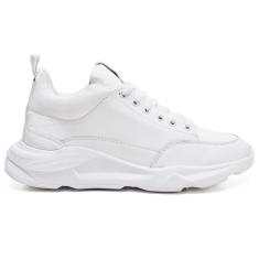 Tênis Masculino Cano Médio Em Couro Confortável 