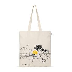 Eco Right Bolsa feminina reutilizável, sacola de lona para compras, bolsa de algodão para uso diário, presentes para mulheres, Natural - Sea La Vie Beach, One Size