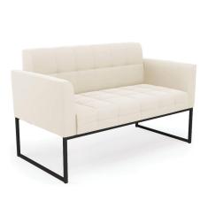 Sofá Namoradeira Elisa Veludo Base Metálica Industrial Preto - D`rossi Cor Bege