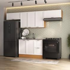 Cozinha Compacta 4 Peças 3 Aéreos 1 Balcão Soho Cabecasa Madeiramadeira Freijó/Branco