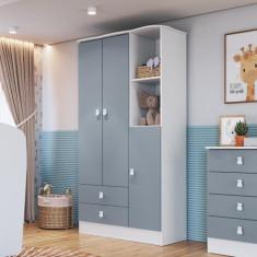 Guarda-Roupa de Bebê 3 Portas 2 Gavetas Baby - Móveis Percasa