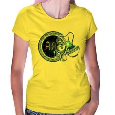 Baby Look Signo Aquário Astrologia - Foca na Moda, Amarelo, GGG