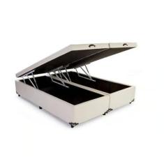 Cama Baú Casal Bipartido 138x188 Box Blindado Base Em material sintéti