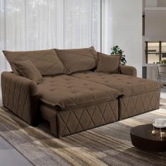 Sofá 3 Lugares Cama inBox Sublime Retrátil e Reclinável Revestido em Bouclé - 180cm de largura