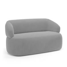 Sofá Orgânico 03 Lugares Living Glee 170cm Veludo Cinza - Abmaza