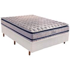 Cama Box Casal: Colchão Molas Paropas MasterPocket Ensacadas Blue + Base crc Rústico White(138x188)