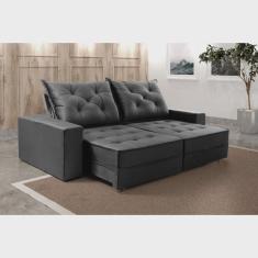 Sofá Retrátil e Reclinável 4 Lugares 250cm Ágata Cinza