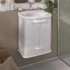 Gabinete para Banheiro em Plástico com Lavatório Fit Astra sem Torneira Branco