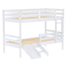 Beliche Solteiro Infantil Eco E Mini Escada/escorregador Madeira Maciça Branco Mobilistore