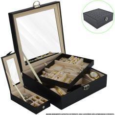 Caixa Para Joias Bijuteria Espelho Luxo Preto CBRN13050 - COMMERCE BRA