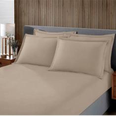 Jogo De Cama Buettner Solteiro Malha Liso 2 Peças Image Bege