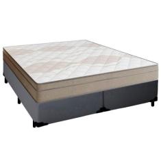 Cama Box Casal Bipartido Sintético + Colchão De Molas Ensacadas Portob