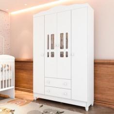 Guarda-Roupa de Bebê 4 Portas 2 Gavetas Ariel - Carolina Baby
