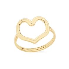 Anel Rommanel Banhado Ouro Aro Duplo Com Coração Vazado 512346, 20