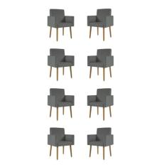 Kit 08 Cadeiras Poltronas Decorativa - Escritório - Recepção Cor:cinza