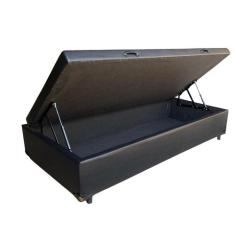Cama Box Baú Solteiro Sintético Preto Com Pistão A Gás, Imperium do So