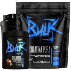 Kit Creatina Pura 100% Monohidratada 500g + Pré Treino Stoutness 300g + Shaker - Bulk Suplementos-Unissex