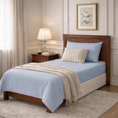 Lençol cama Solteiro 400 Fios 2 Peças algodao com elastico - Rafaloro,