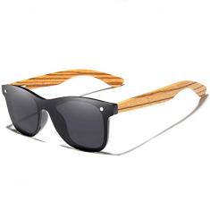 Óculos de Sol Kingseven Retro Hastes de Madeira Lente Plana Estilo Square Nova Moda com Proteção Uv400 Polarizados Z-5504 (C4)