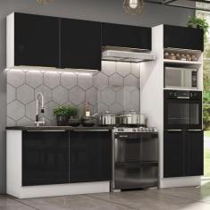 Cozinha Completa Madesa Lux 270001 Com Armário E Balcão  Branco/Preto