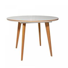 Mesa de Jantar Tampo de Vidro 120cm Godam Matos e Lopes Cinamomo/off White