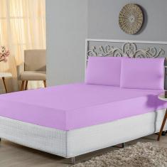 Jogo de Lençol Casal Padrão Malha 100% Algodão 3 Peças - Lilas