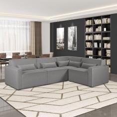 Sofá de Canto 4 Lugares 284cm Linho Lutz Yescasa Cinza