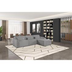 Sofá 3 Lugares com Puff 298 cm Lutz Linho Yescasa Cinza