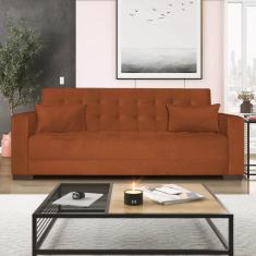 Sofá Cama 3 Lugares Suede Ipanema Terracota