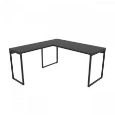 Mesa De Escritório Em L Estilo Industrial 1,50mx1,50m Kuadra Compace Preto Onix