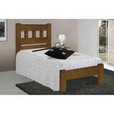 Cama de Solteiro Madri de Madeira Maciça Angelim Pedra/Tauari