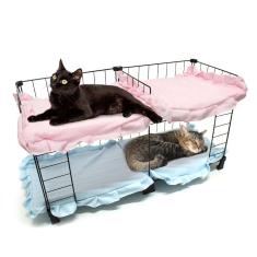 Beliche Dupla para 4 Gatos com Colchonete de Espuma Quadriliche Cama Pet Caminha Aramada 80x45cm
