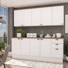 Cozinha Modulada 6 Peças com Armário Aéreo 2 Portas Branco Branco/Ébano