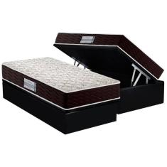 Conjunto Box Baú Solteiro: Colchão Espuma D33 Prodormir Advanced + Base Crc Suede Black