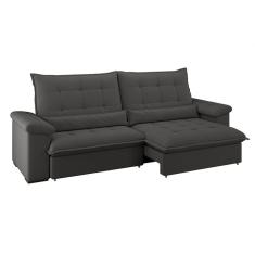 Sofá 4 Lugares Retrátil e Reclinável Módena Molas Ensacadas Linho Grafite