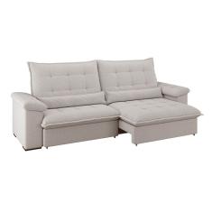 Sofá 4 Lugares Retrátil e Reclinável Módena Molas Ensacadas Linho Marfim