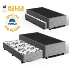 Cama Box com Auxiliar de Molas Bicama Unique Solteiro 88cm