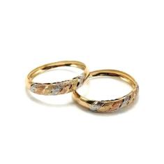 Anel de ouro 18k aparador faixas tricolor - Elegancy Joias, 30