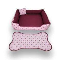 cama de cachorro 70x70cm cama G pets até 15kg+ tapetinho de comedouros
