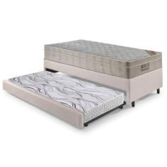 Bicama Box Solteiro material sintético Linho Areia 96x203x28 cm com Co